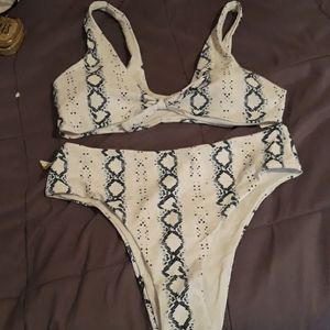 2-Piece Snakeskin High Cut Bikini